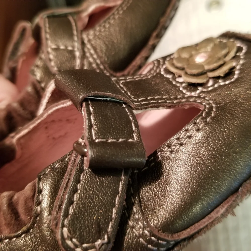 Stride Rite First Walkers Brown Flower Shoes